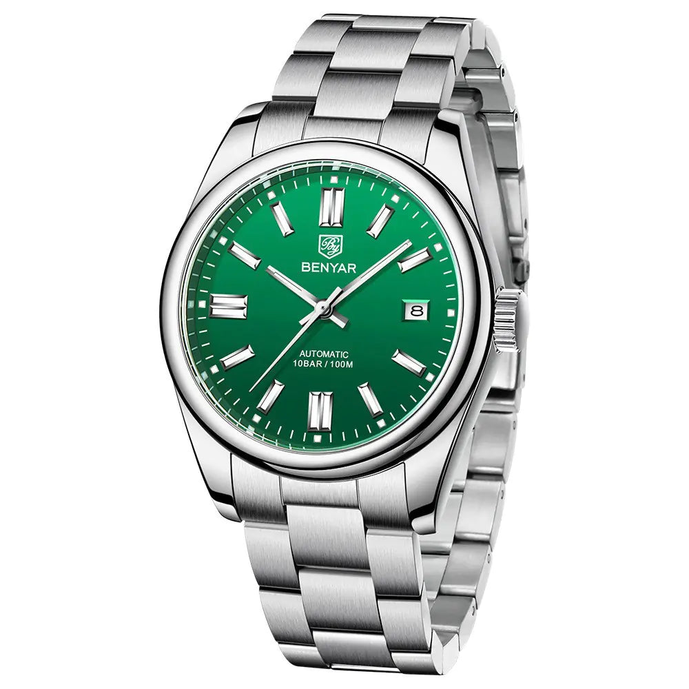 Benyar Men's Automatic Mechanical Watch with Steel Band