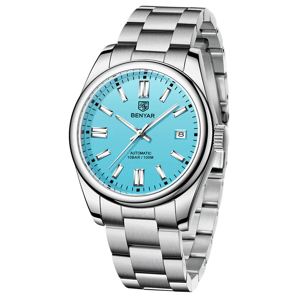Benyar Men's Automatic Mechanical Watch with Steel Band