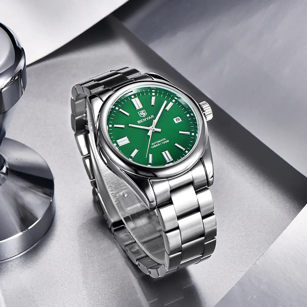 Benyar Men's Automatic Mechanical Watch with Steel Band