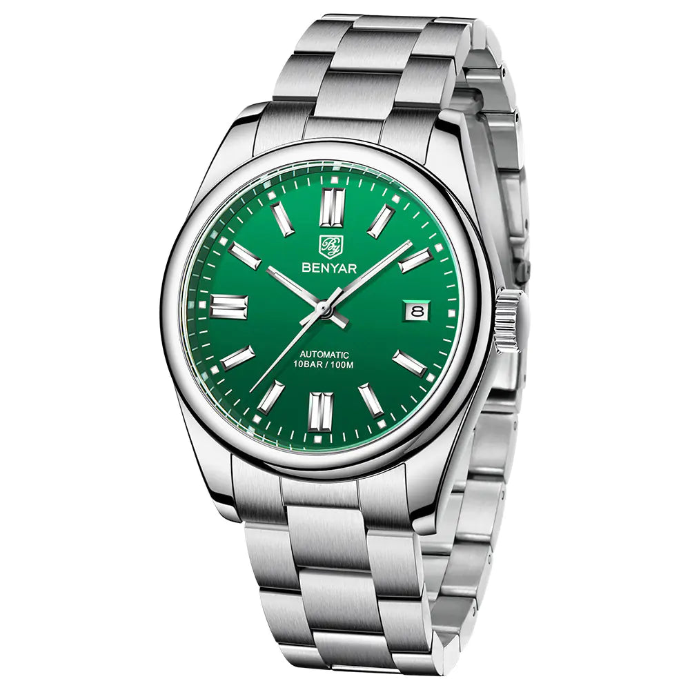 Benyar Men's Automatic Mechanical Watch with Steel Band
