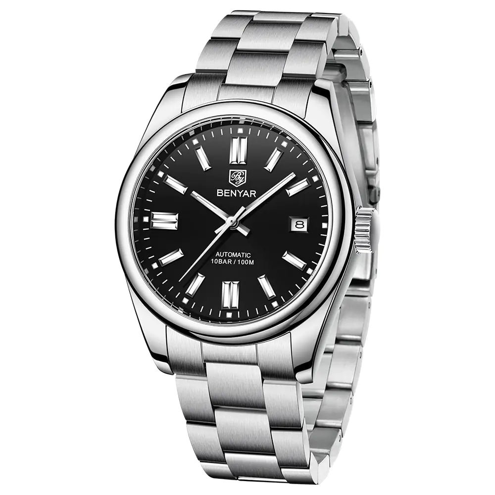 Benyar Men's Automatic Mechanical Watch with Steel Band