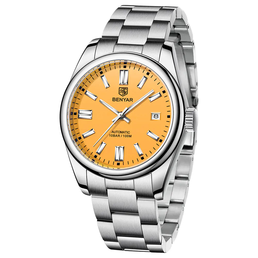 Benyar Men's Automatic Mechanical Watch with Steel Band
